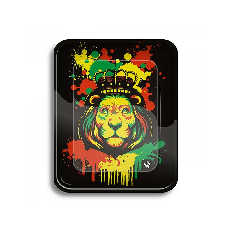 Tabuleiro L "Rasta Leão" em metal com 34 x 28cm