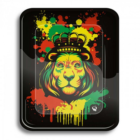 Tabuleiro L "Rasta Leão" em metal com 34 x 28cm