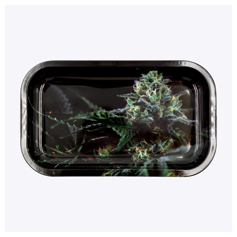Tabuleiro M "Weed black" em metal com 27 x 16cm