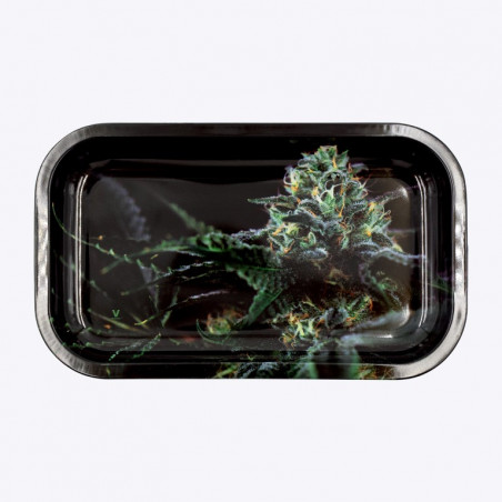Tabuleiro M "Weed black" em metal com 27 x 16cm