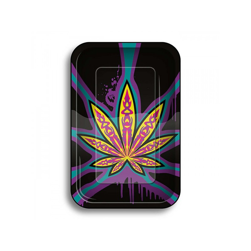 Tabuleiro M "Weed Neon" em metal com 275x175mm