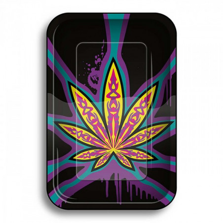 Tabuleiro M "Weed Neon" em metal com 275x175mm