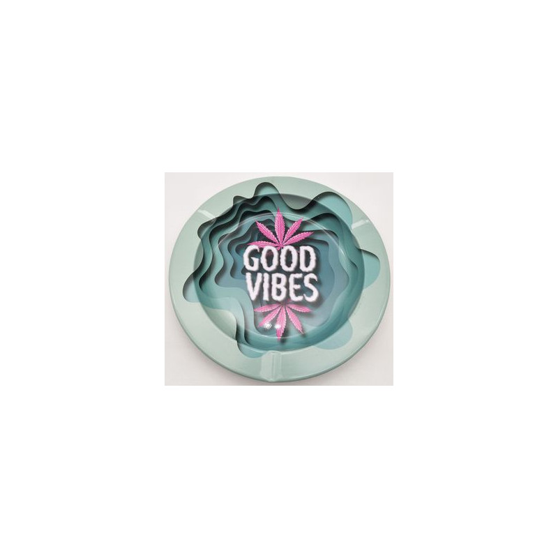 Cinzeiro em Metal "Good Vibes"  Ø 11cm