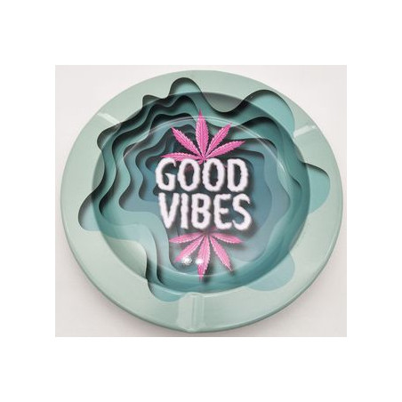 Cinzeiro em Metal "Good Vibes"  Ø 11cm