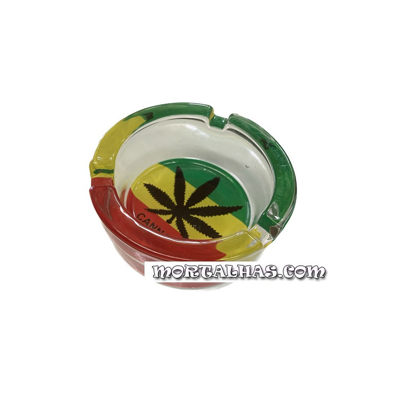 Cinzeiro em vidro com desenho "Folha Rasta" Ø 8,5cm
