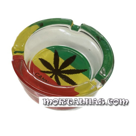 Cinzeiro em vidro com desenho "Folha Rasta" Ø 8,5cm