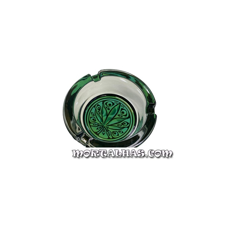 Cinzeiro em vidro com desenho "Folha Tribal" Ø 8,5cm