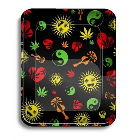 Tabuleiro L "Weed Shapes" em metal com 34 x 28cm