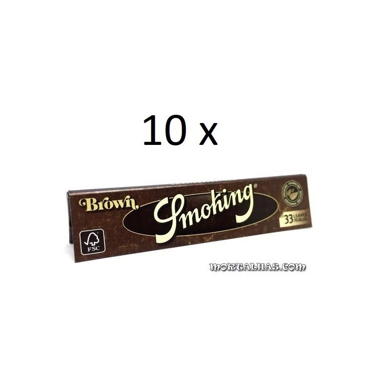10 x Smoking "Brown" King Size 110 x 44mm 33 mortalhas
