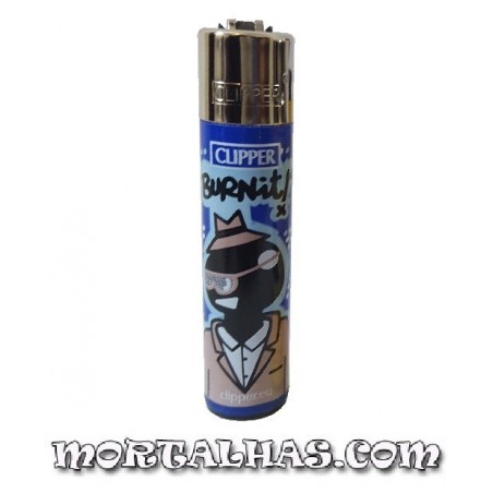 Isqueiro Clipper "FBI Burn it" Azul