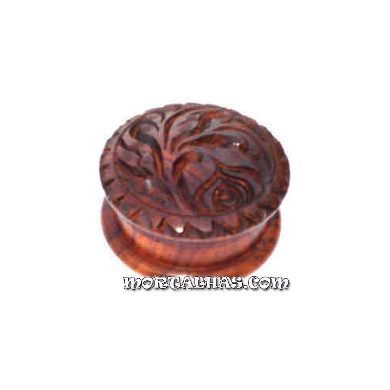 Moedor em Madeira escura Floral Ø 51mm