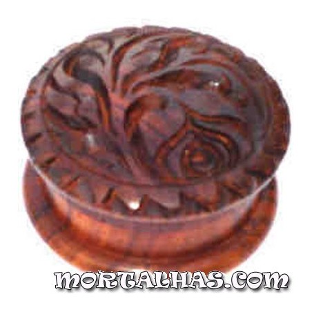 Moedor em Madeira escura Floral Ø 51mm