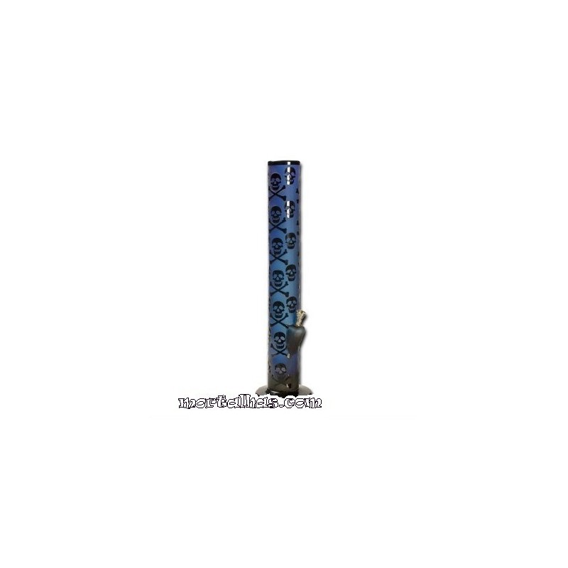 Bongo em Vidro Azul c/ caveiras 48cm Ø 60mm